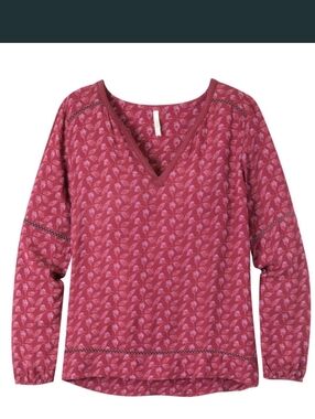 Mountain KhakisMountain Khakis V-Neck Printed Pullover Top Raspberry Size M